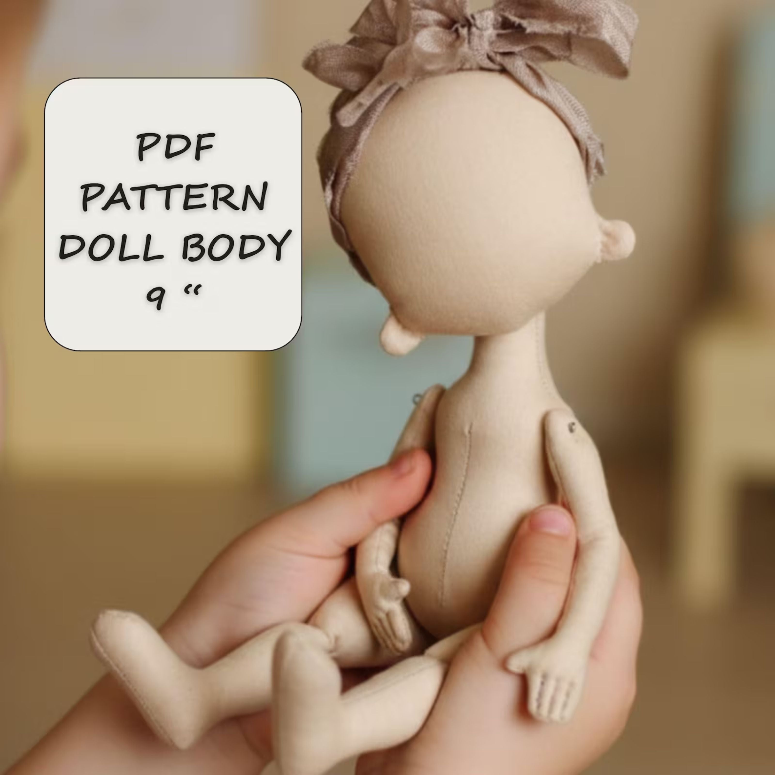 Cloth doll pattern PDF 9"