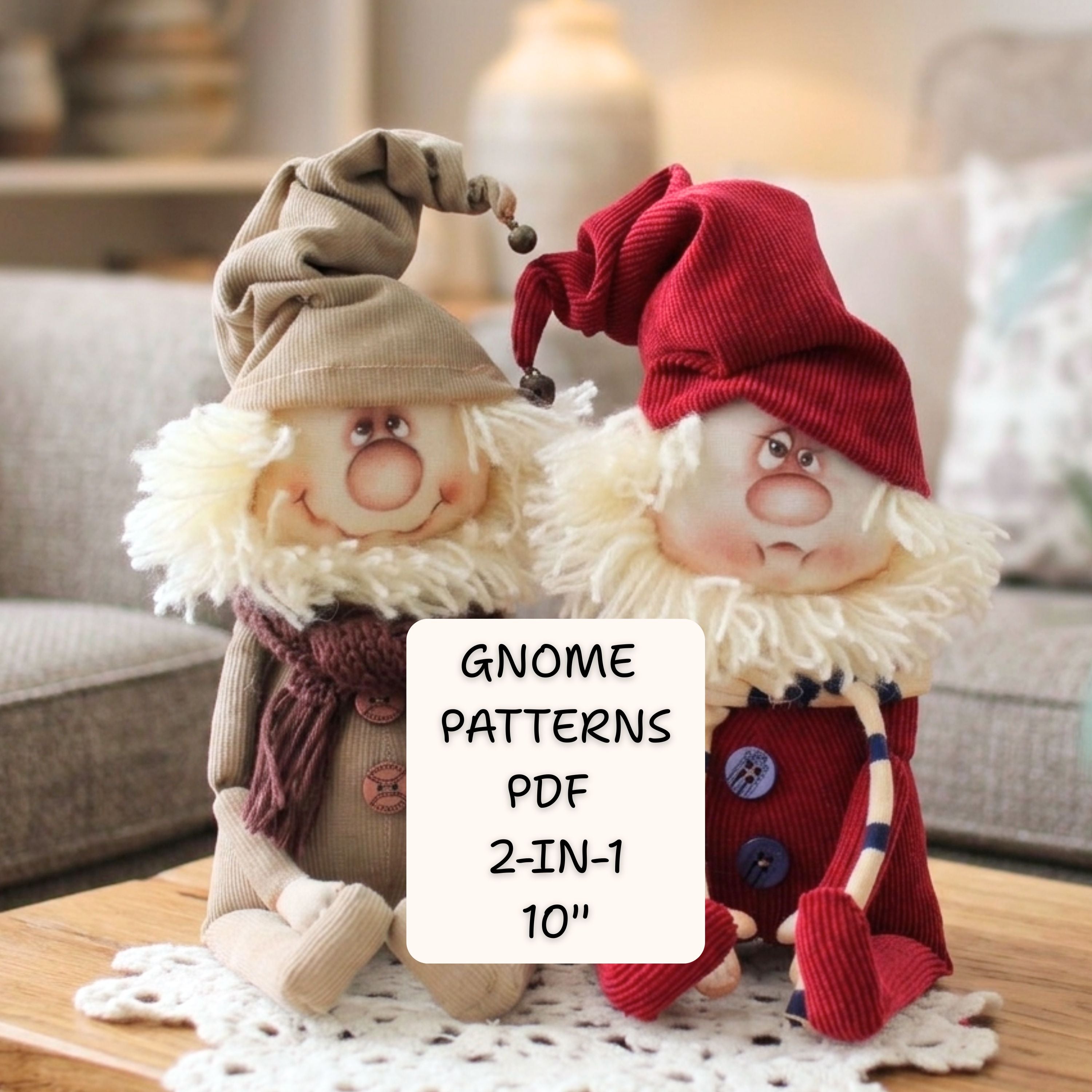 Christmas Gnome Sewing Patterns PDF for Happy and Sad Gnomes