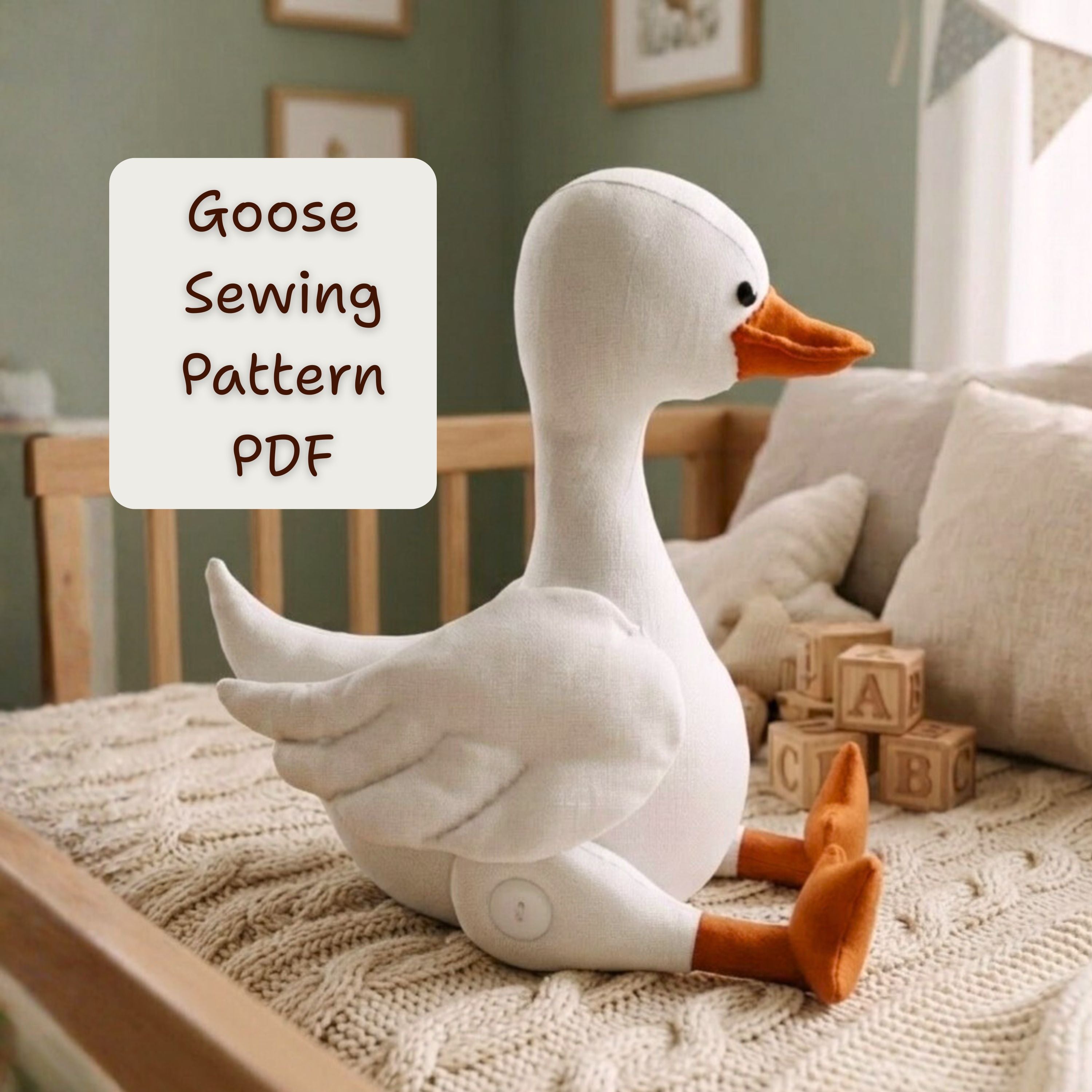 Goose Soft Toy Sewing Pattern PDF for Beginners