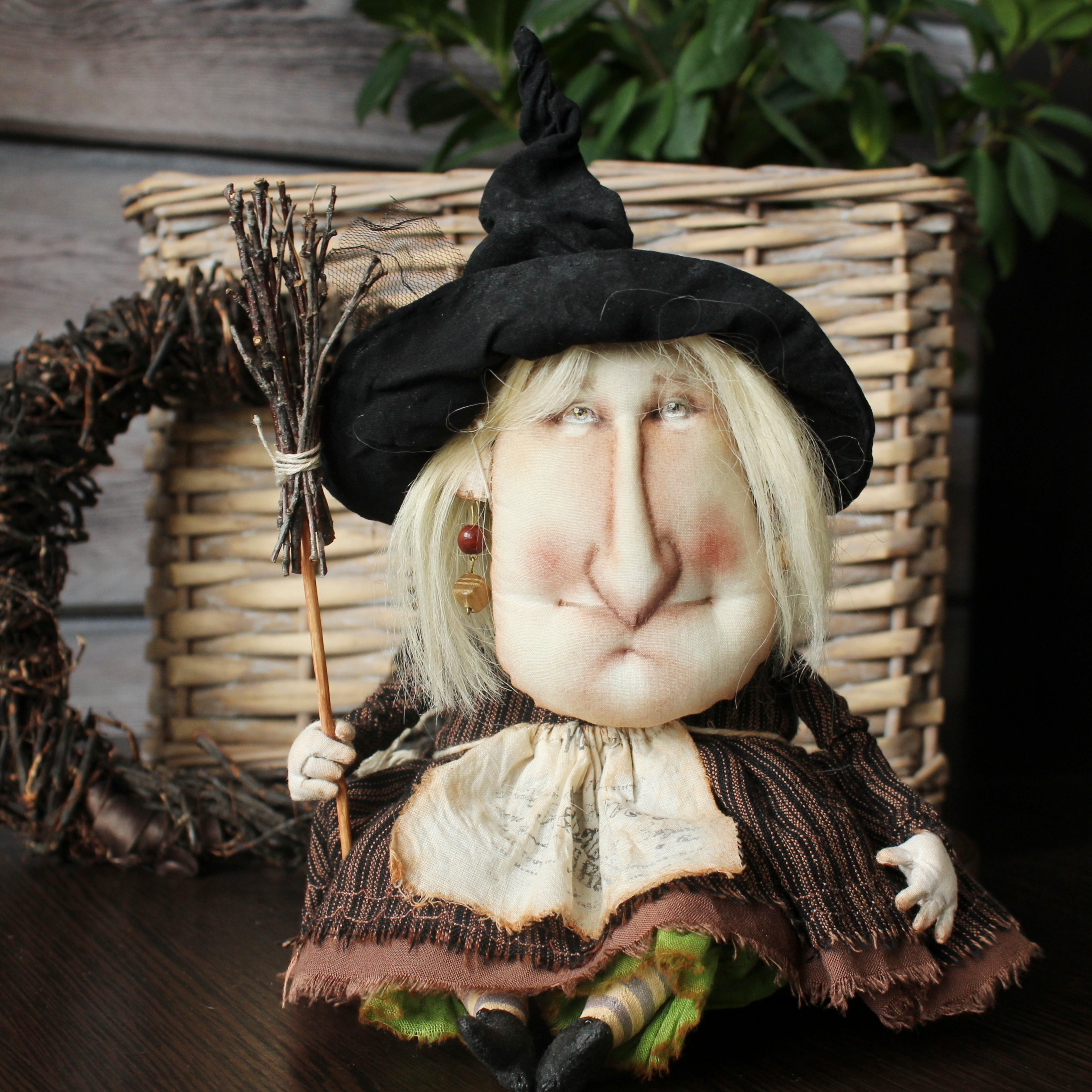 Art Doll Witch, kitchen witch doll handmade
