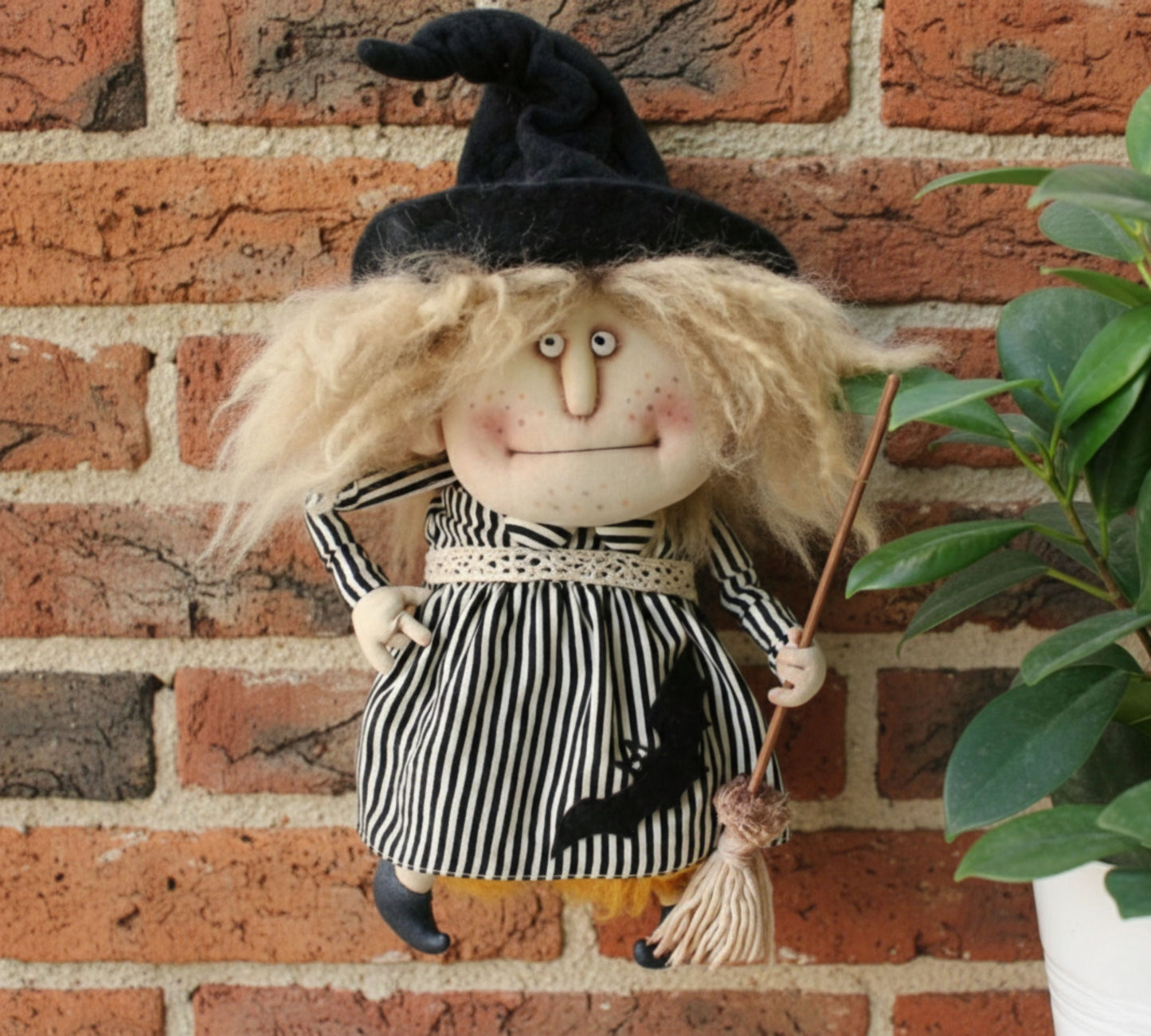 Kitchen Witch Doll with Broom Wall Hanging: A Cute and Creepy Good Luck Charm