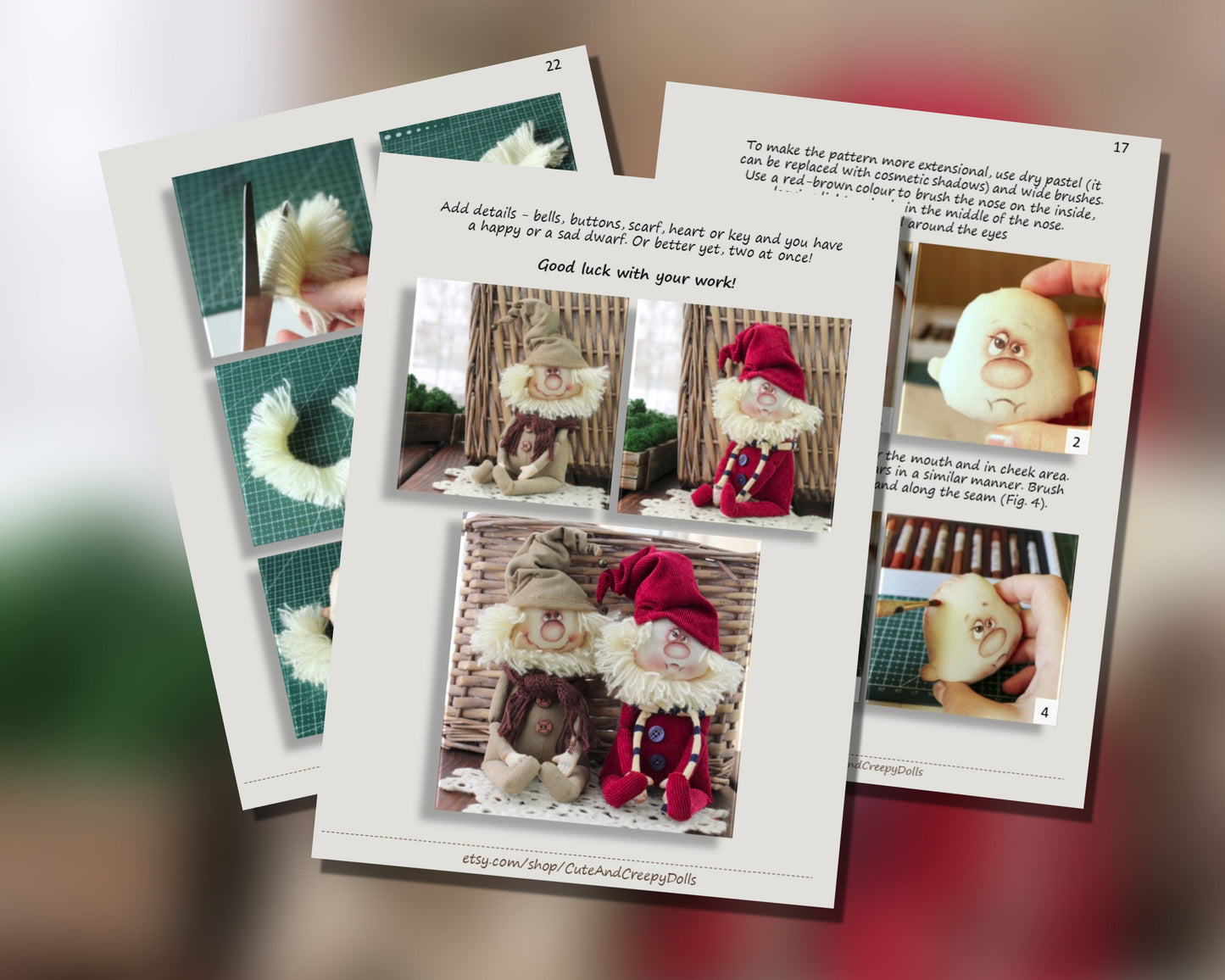 Christmas Gnome Sewing Patterns PDF for Happy and Sad Gnomes