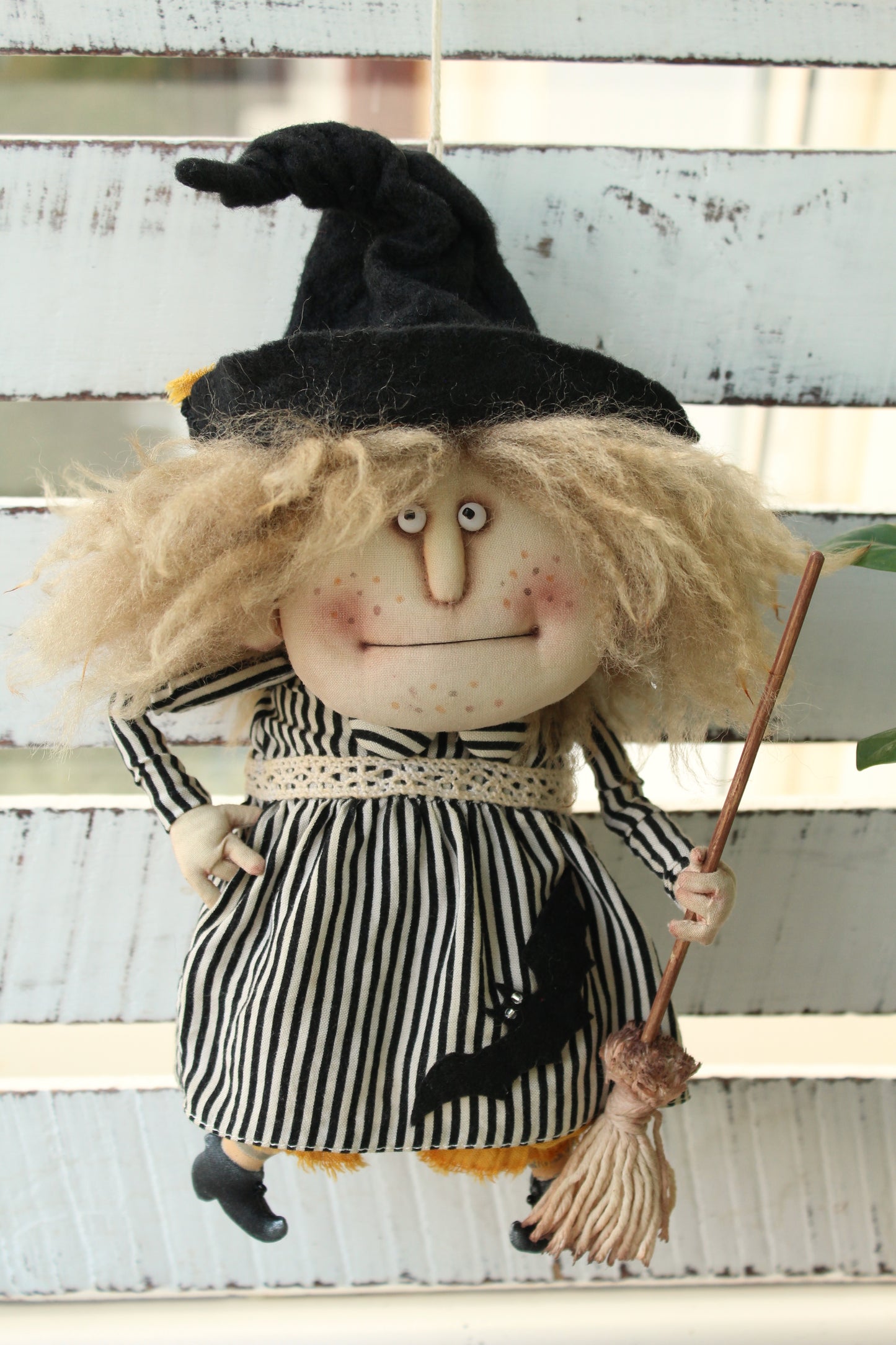 Kitchen Witch Doll with Broom Wall Hanging: A Cute and Creepy Good Luck Charm