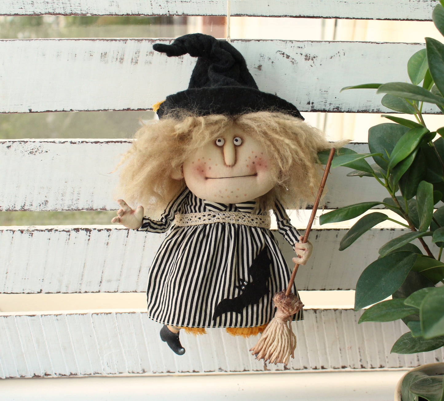 Kitchen Witch Doll with Broom Wall Hanging: A Cute and Creepy Good Luck Charm