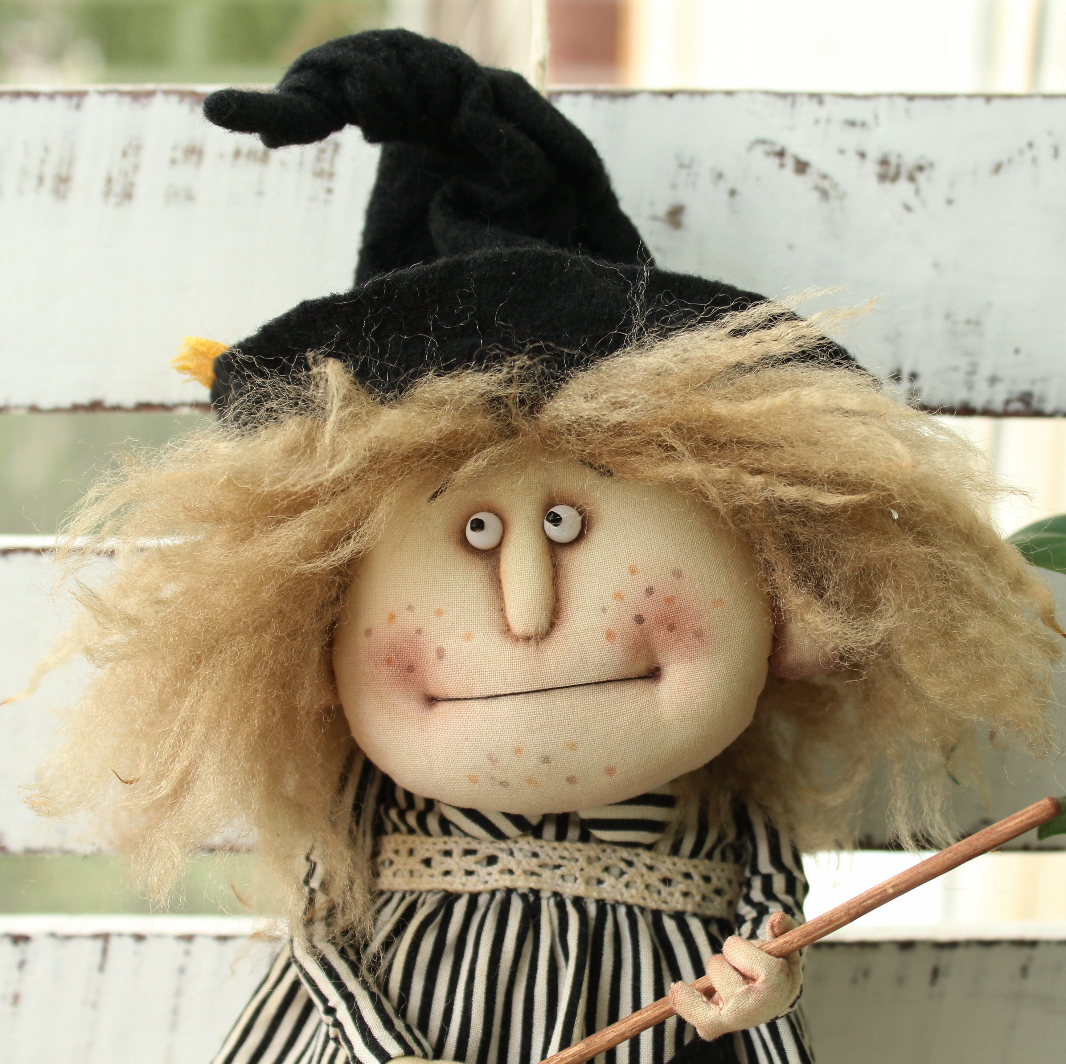 Kitchen Witch Doll with Broom Wall Hanging: A Cute and Creepy Good Luck Charm