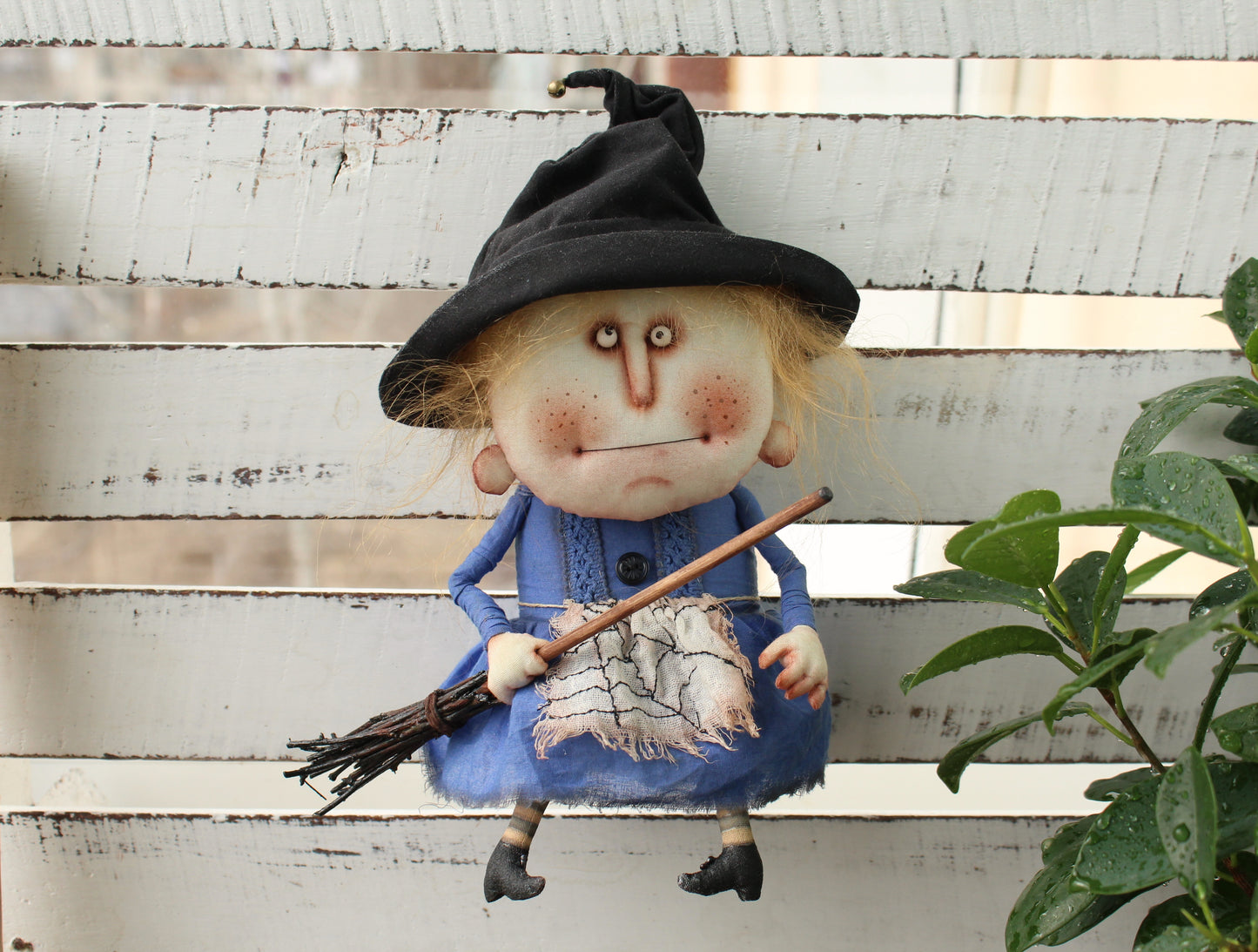 Kitchen Witch Rag Doll with Broom