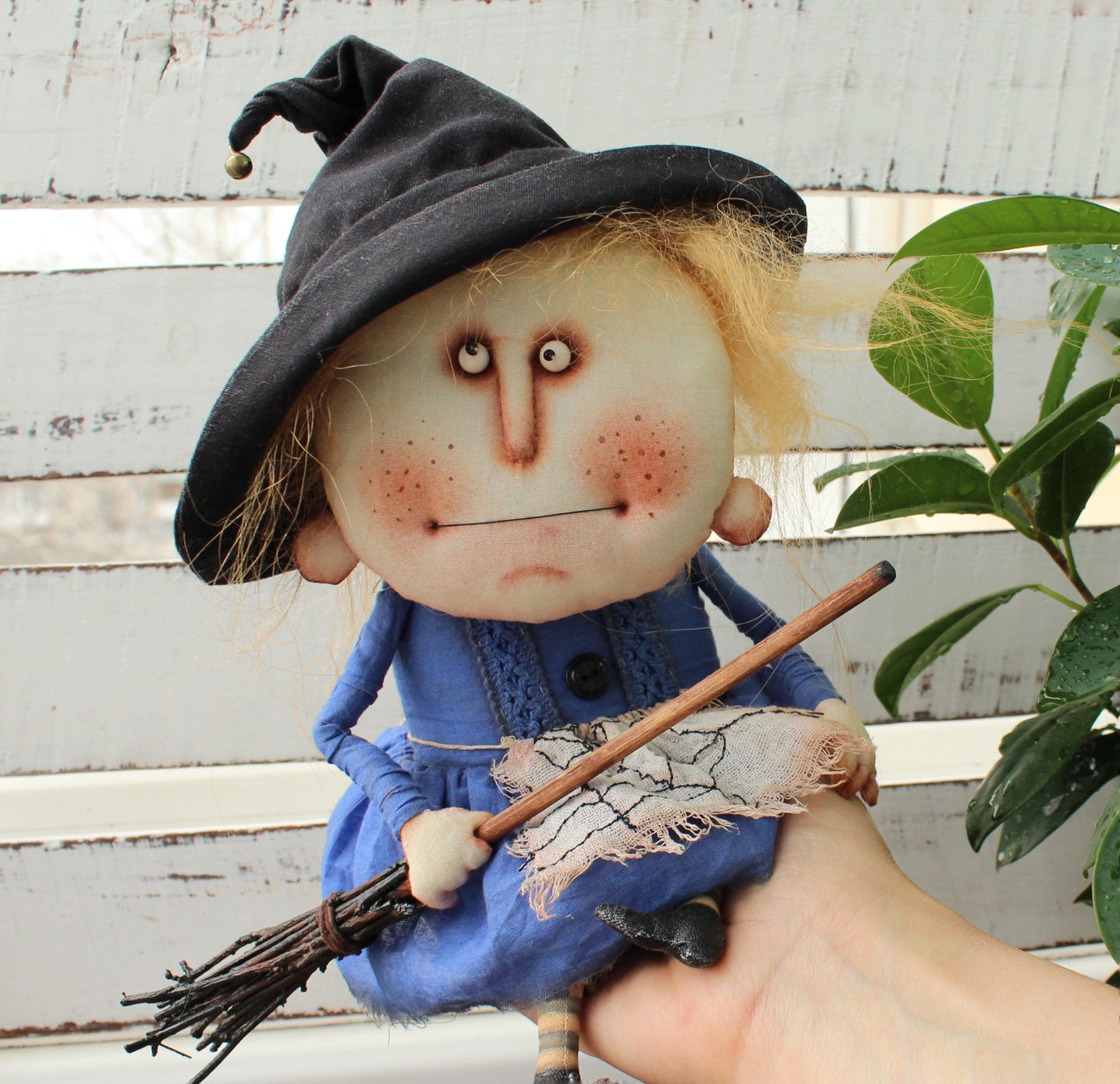 Kitchen Witch Rag Doll with Broom