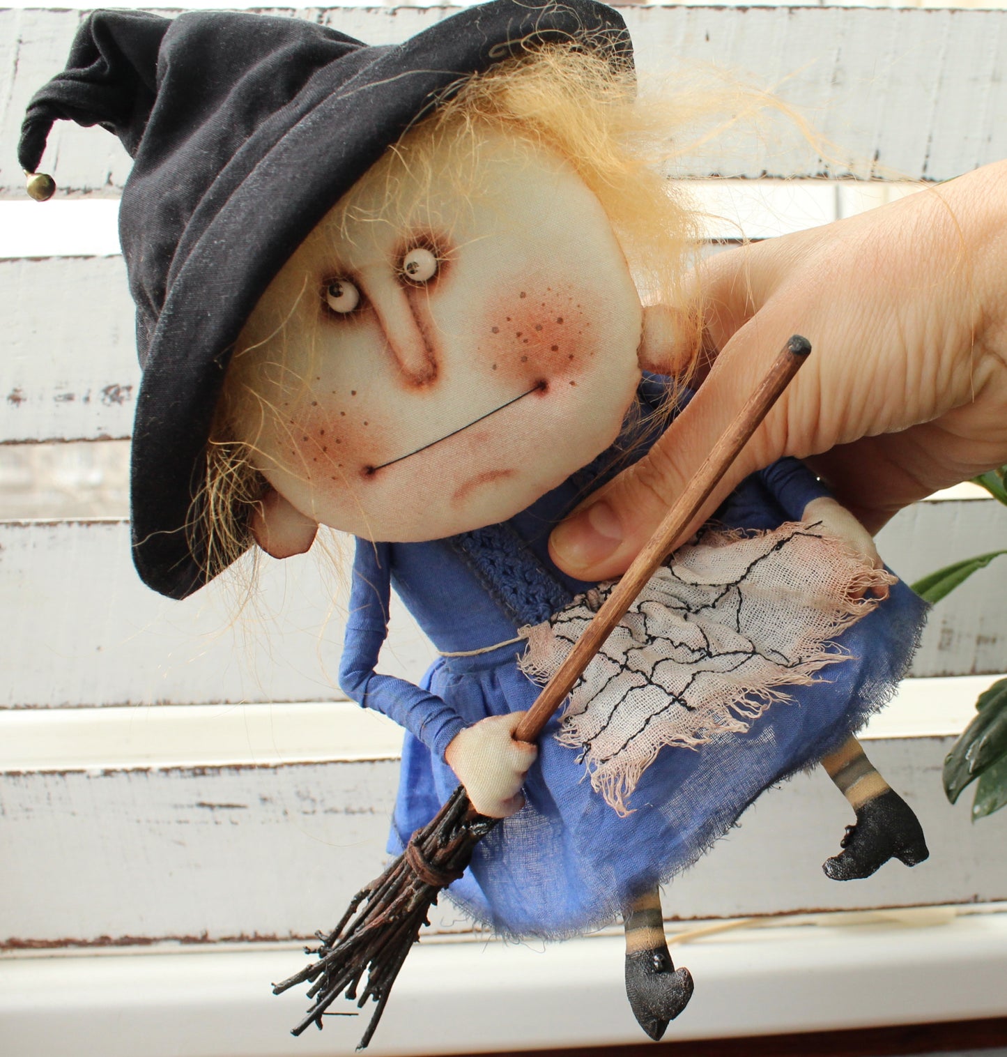 Kitchen Witch Rag Doll with Broom