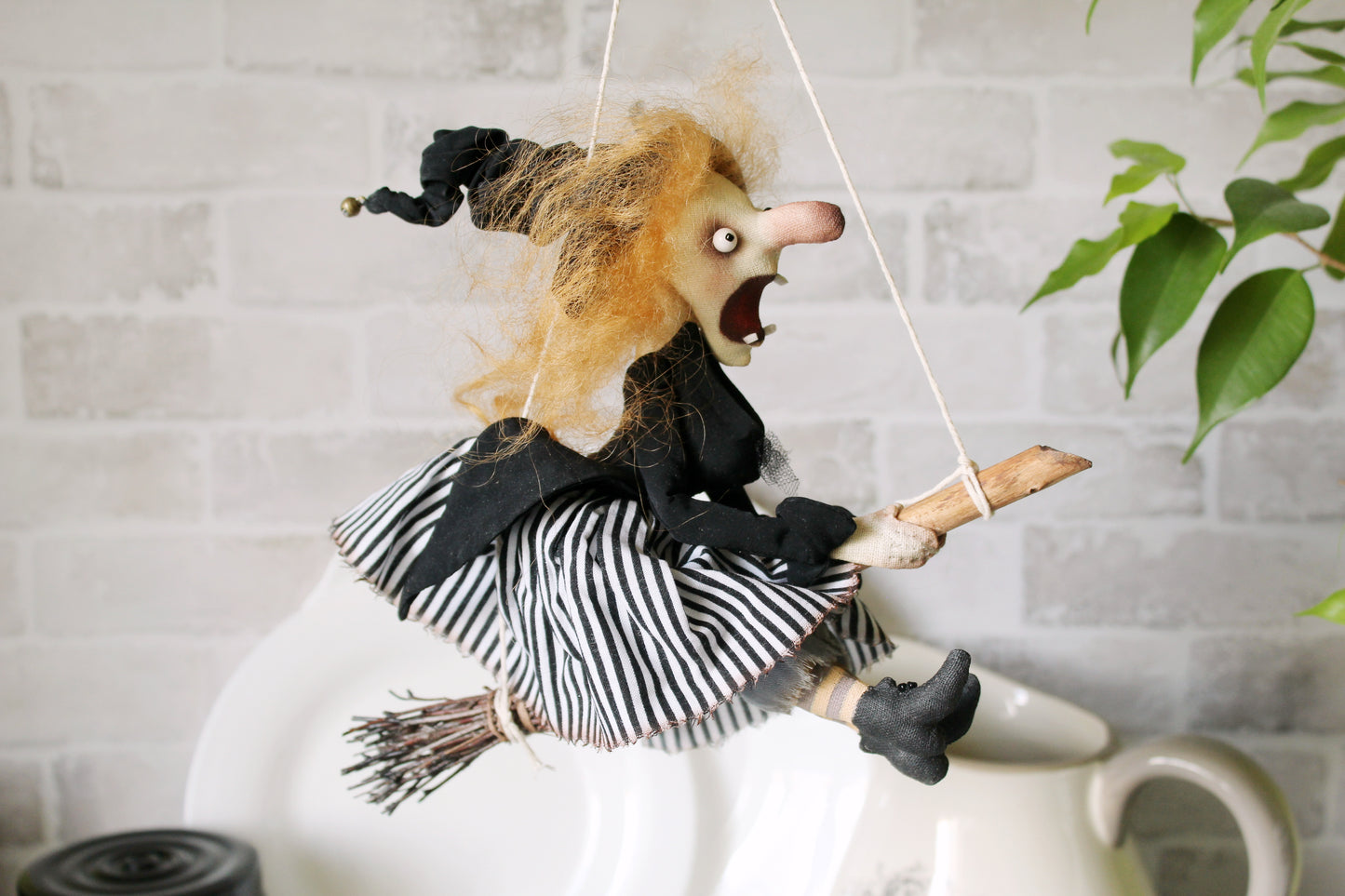 Hanging Kitchen Witch Doll: Handmade Good Luck Baba Yaga