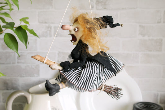 Hanging Kitchen Witch Doll: Handmade Good Luck Baba Yaga