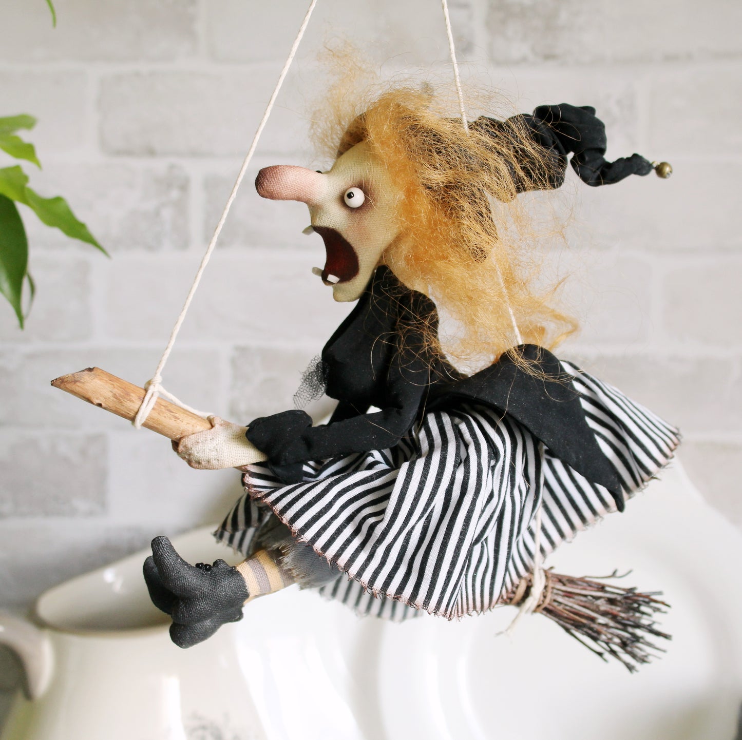 Hanging Kitchen Witch Doll: Handmade Good Luck Baba Yaga