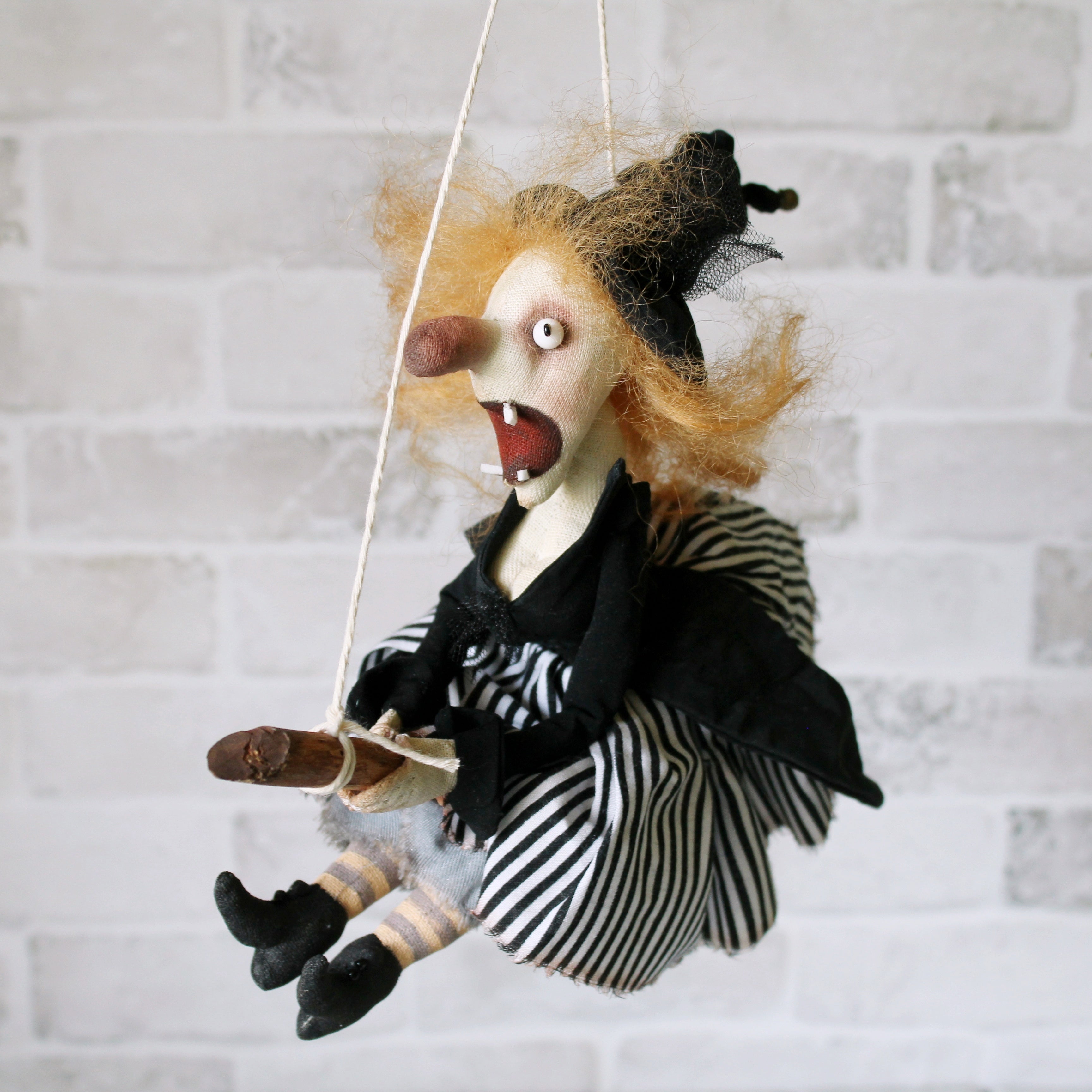 Handmade doll, handmade witch doll. hanging witch doll, sympathetic high quality witch, cloth doll