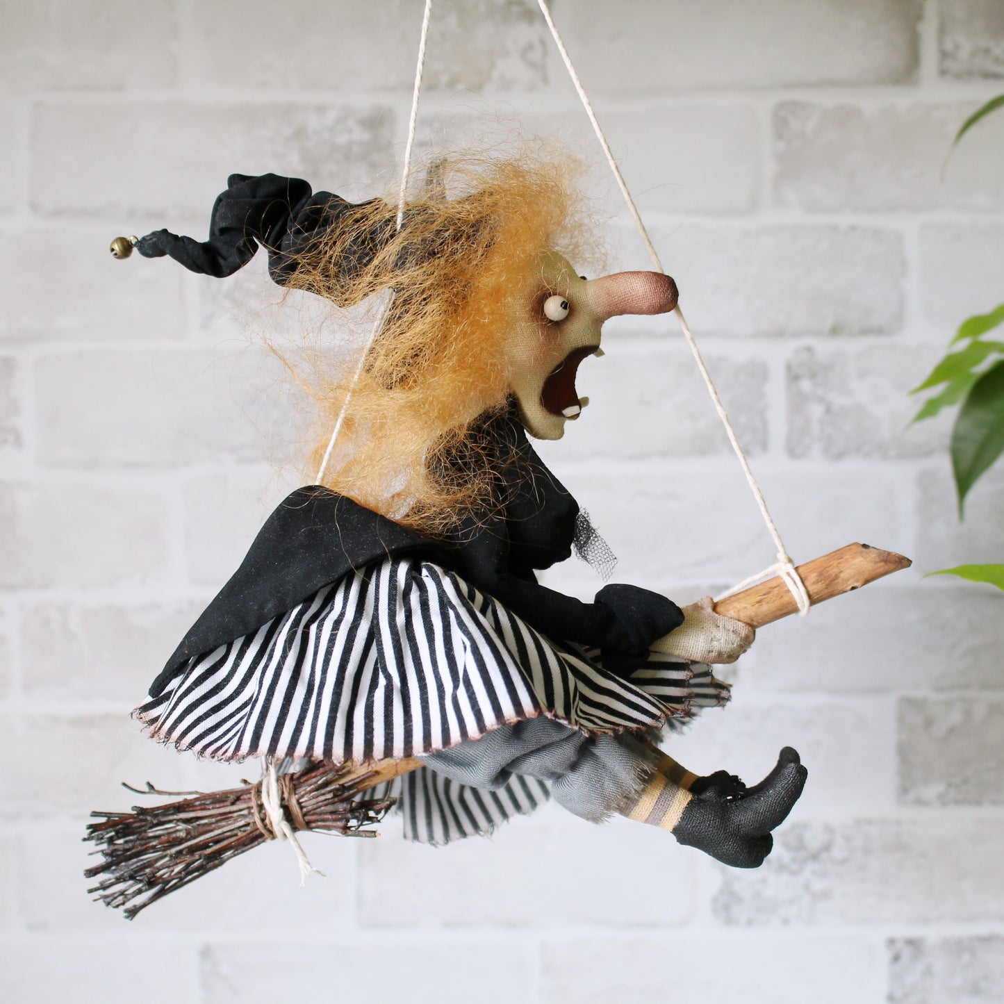 Hanging Kitchen Witch Doll: Handmade Good Luck Baba Yaga