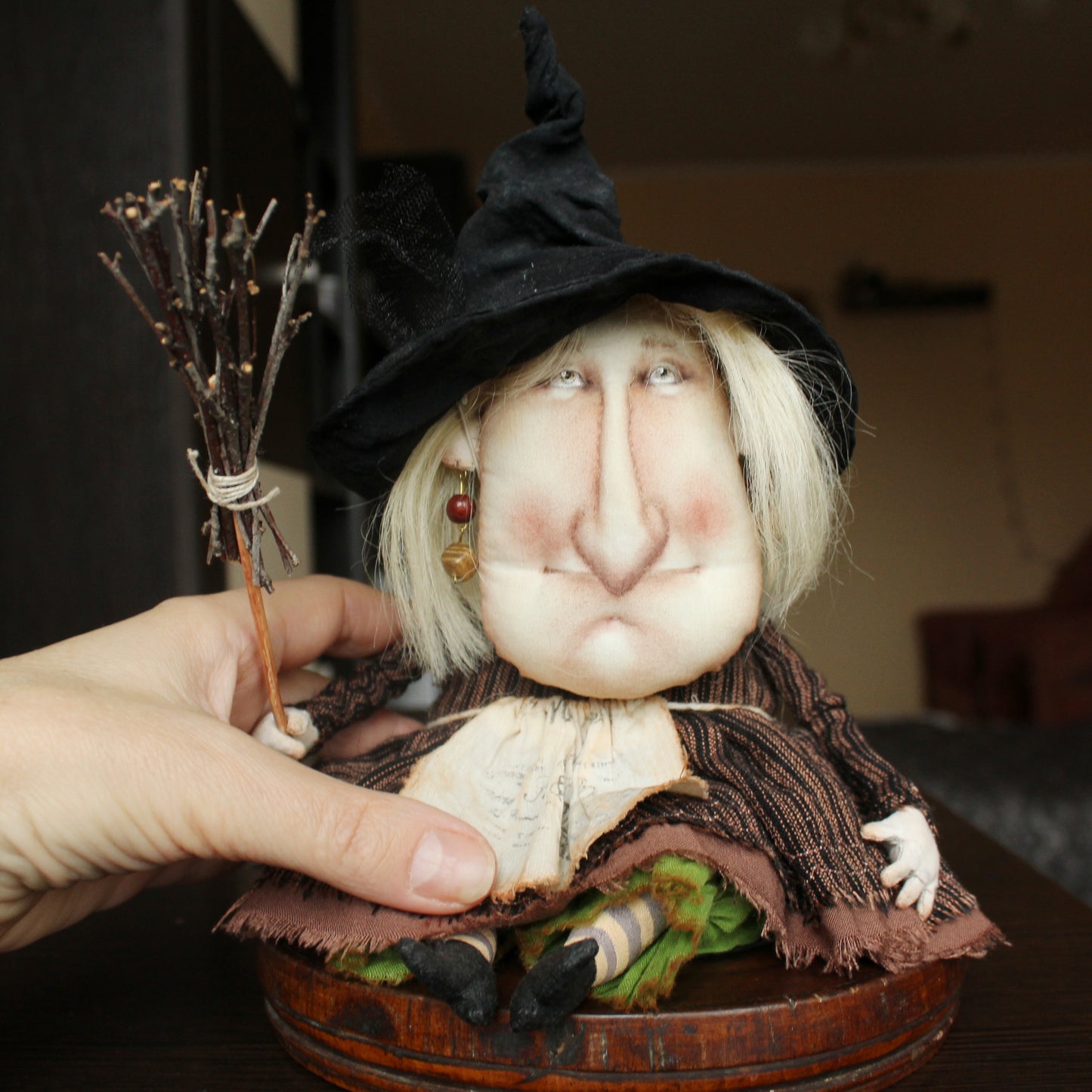Art Doll Witch, kitchen witch doll handmade