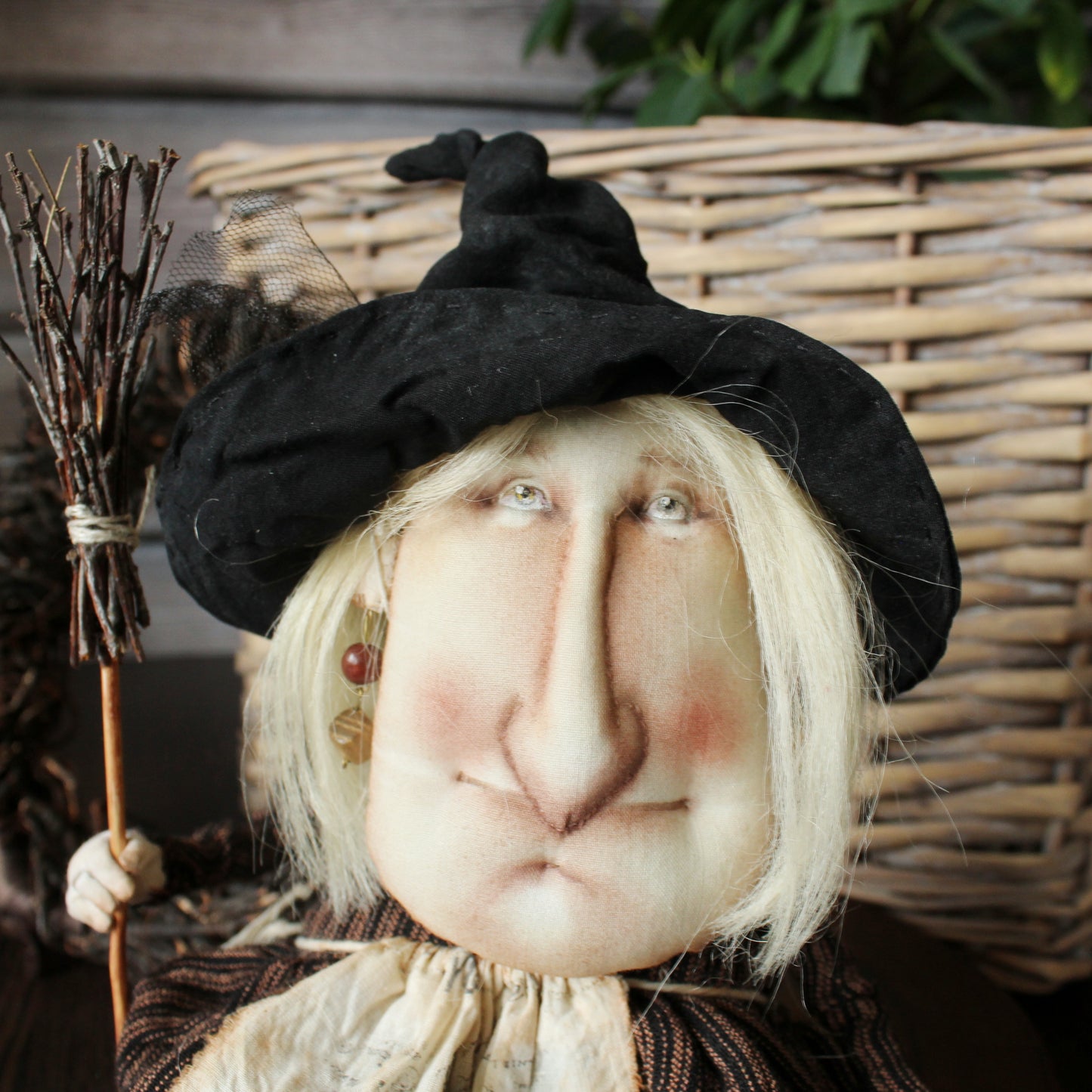 Art Doll Witch, kitchen witch doll handmade