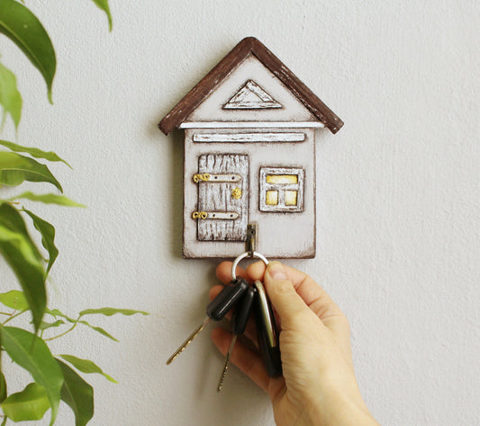 Miniature house key holder for wall, wooden key rack, Key Storage