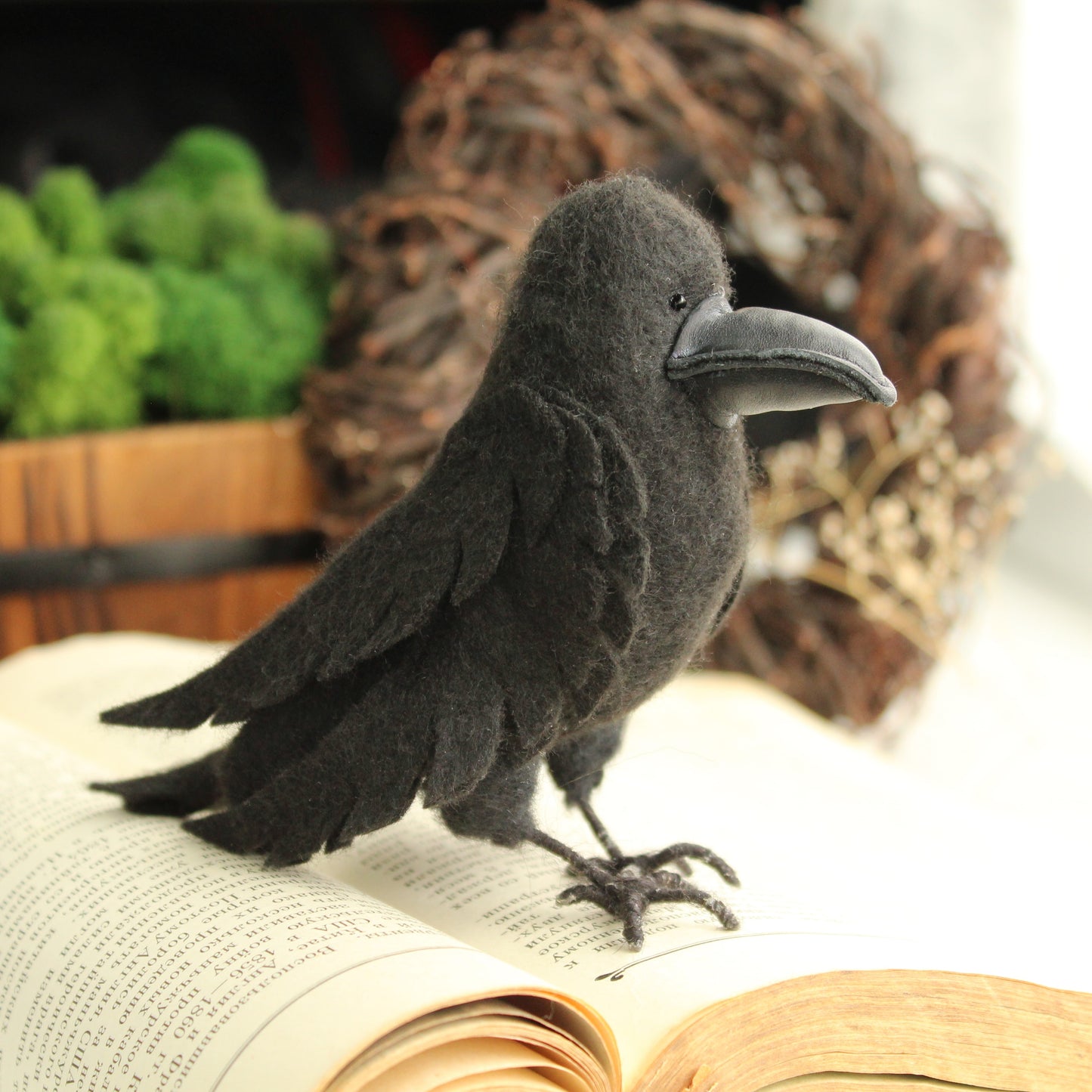 Crow sewing pattern, felt black Raven pattern