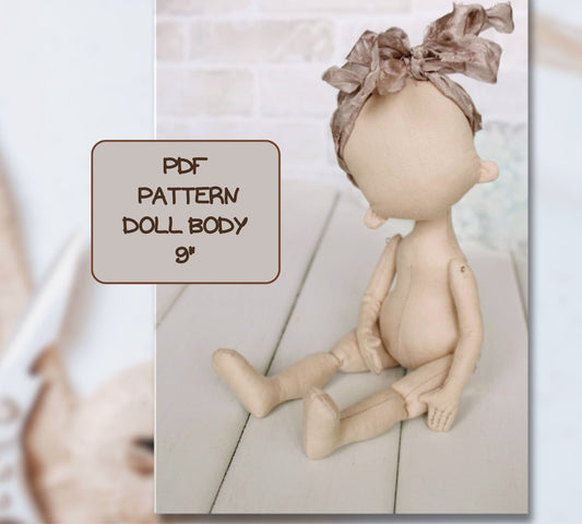 Cloth doll pattern PDF 9"