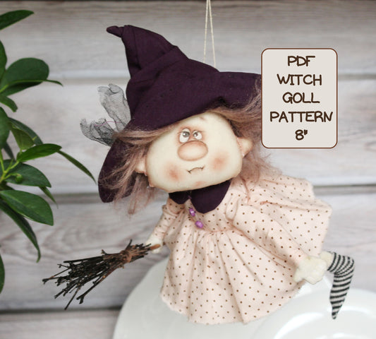 Funny flying Witch doll pattern PDF